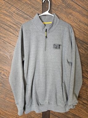 Men's Gray Caterpillar CAT Quarter-Zip Pullover Sweater XL